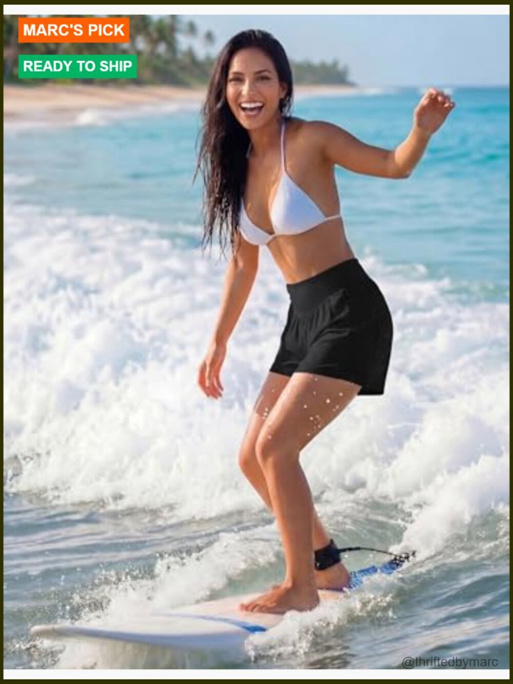 High Waisted Swim Shorts With Pockets Tummy Control Board Shorts View 5